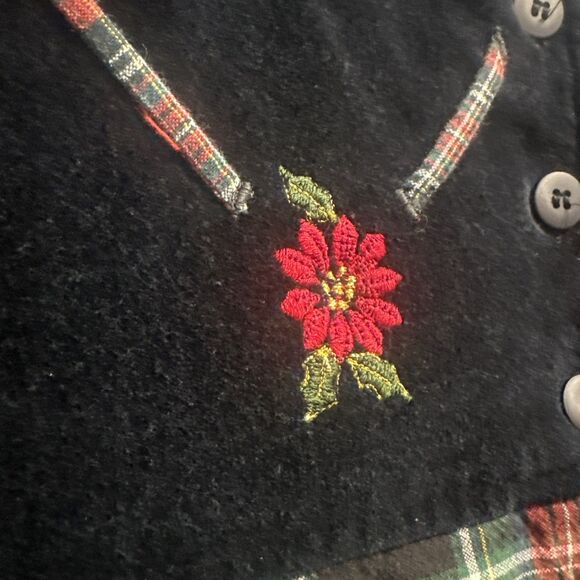 Vintage Christmas Maxi Dress Velvet Tartan Plaid Plus Size 24 Red Black Modest - Picture 5 of 7